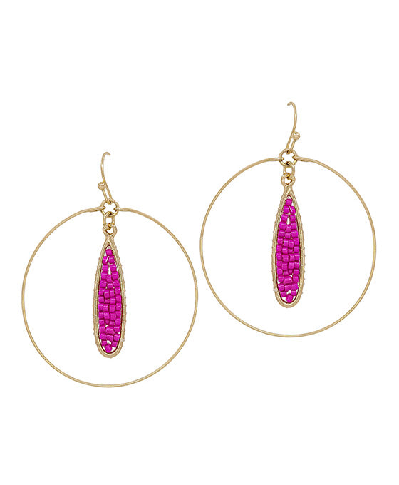 Teardrop Wire Seed Beads Round Earring