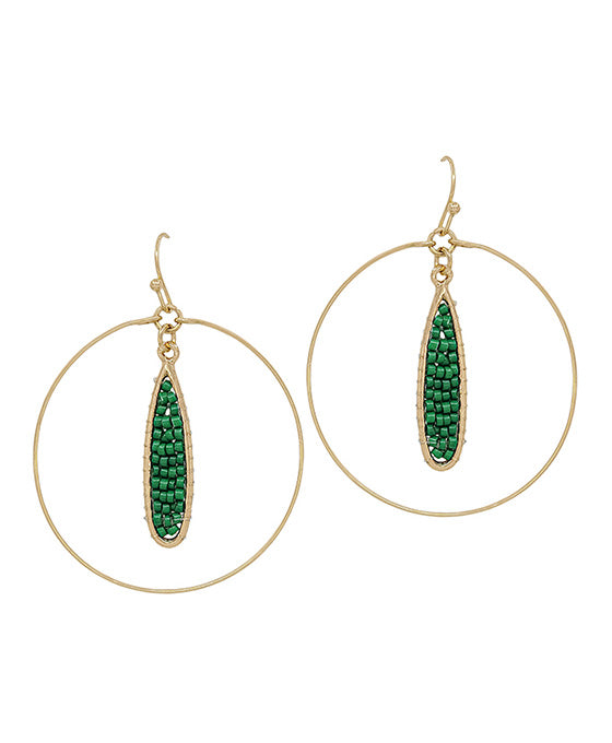 Teardrop Wire Seed Beads Round Earring