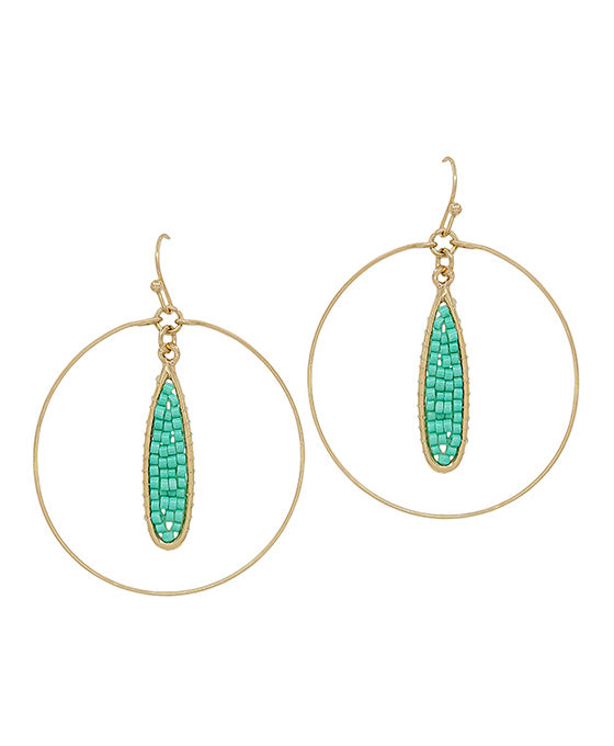 Teardrop Wire Seed Beads Round Earring
