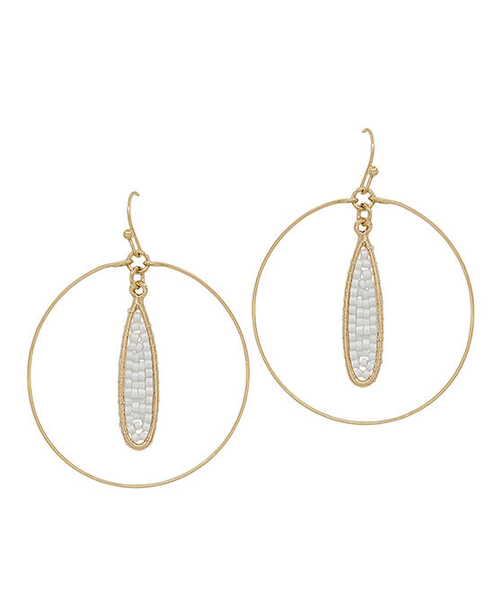 Teardrop Wire Seed Beads Round Earring
