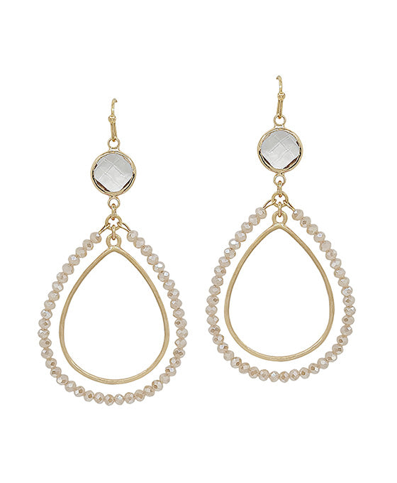 Double Teardrop Beads Crystal Accent Earring
