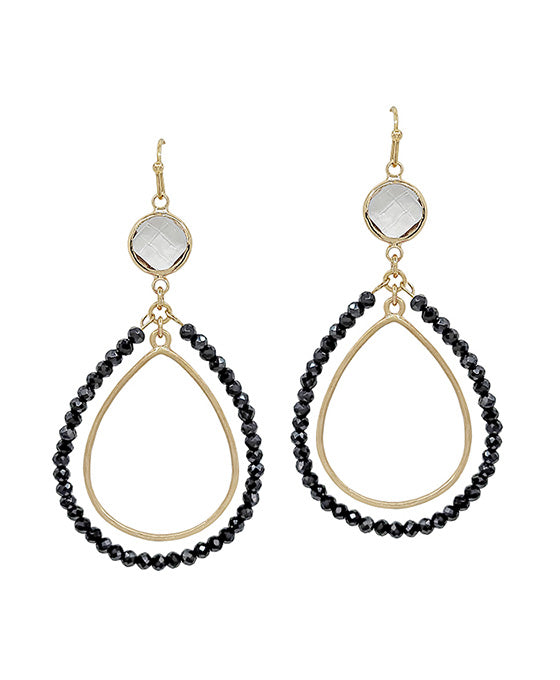 Double Teardrop Beads Crystal Accent Earring