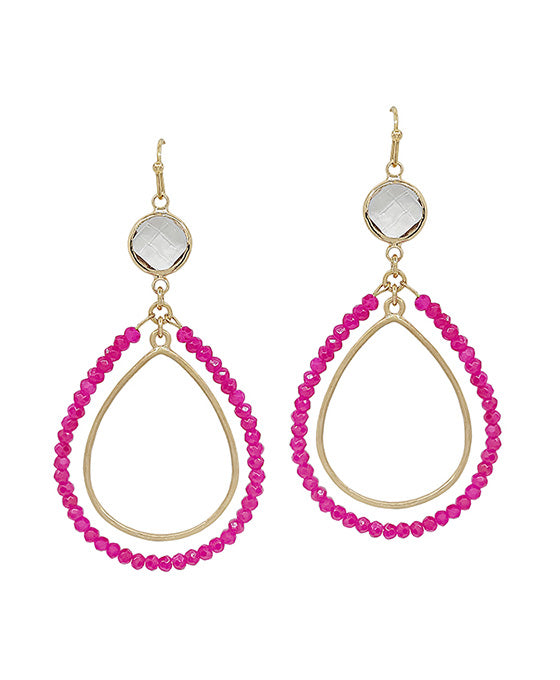 Double Teardrop Beads Crystal Accent Earring