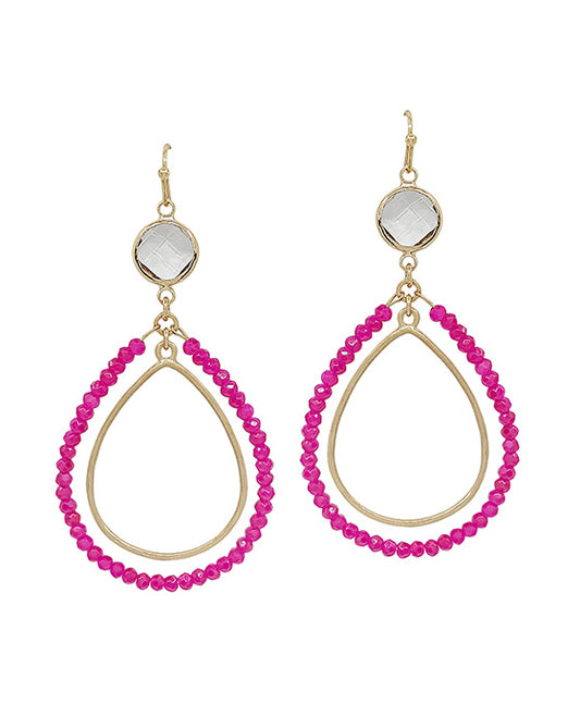 Double Teardrop Beads Crystal Accent Earring