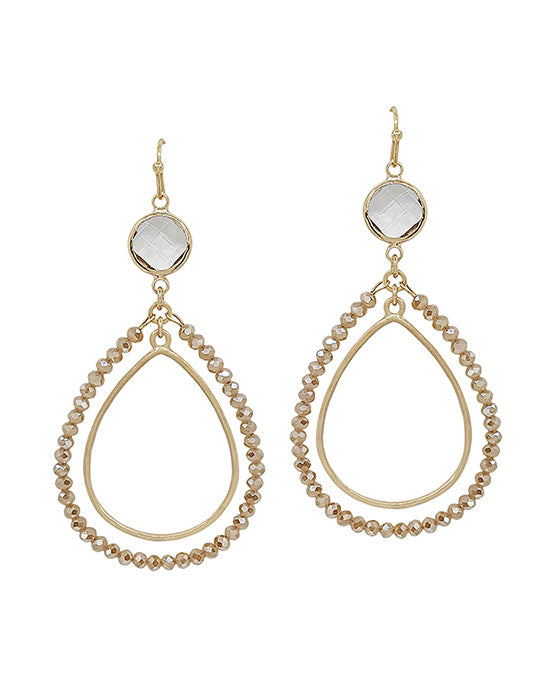 Double Teardrop Beads Crystal Accent Earring