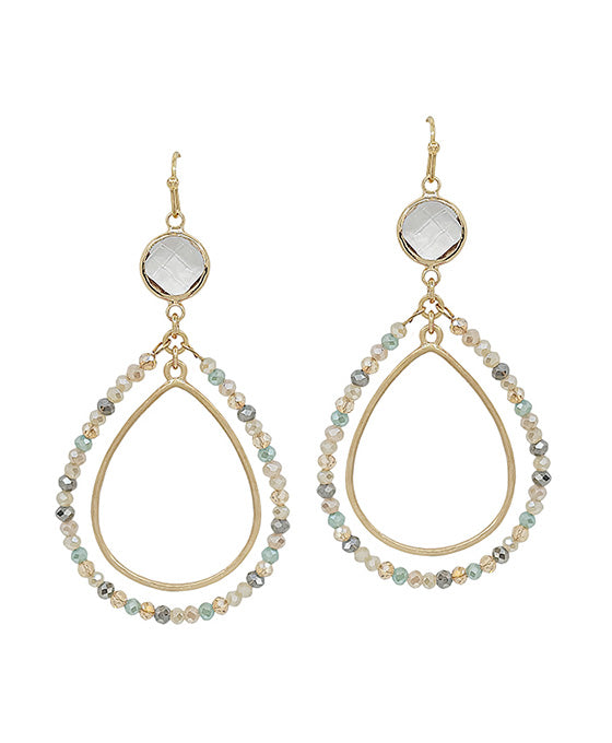 Double Teardrop Beads Crystal Accent Earring