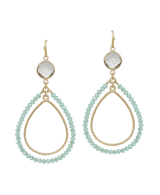 Double Teardrop Beads Crystal Accent Earring