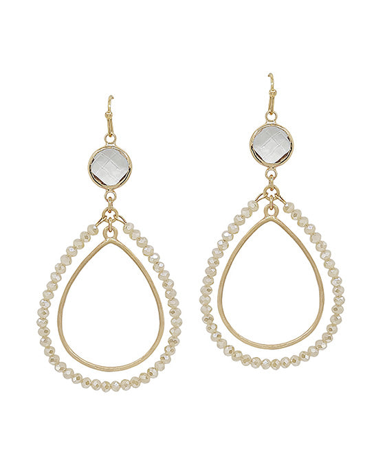 Double Teardrop Beads Crystal Accent Earring