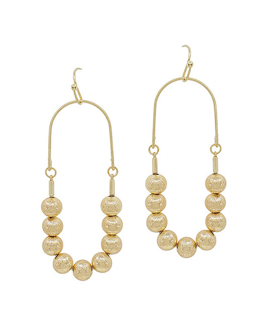 Oval Shape Wire w/ Satin Ball Earring
