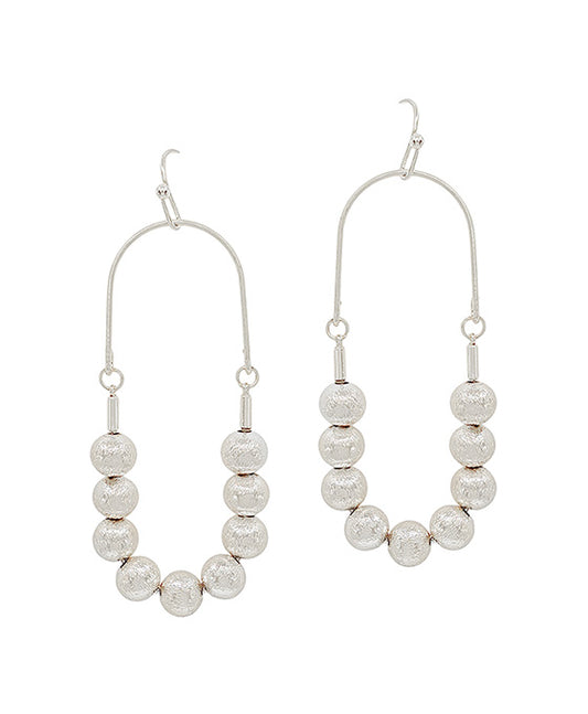 Oval Shape Wire w/ Satin Ball Earring