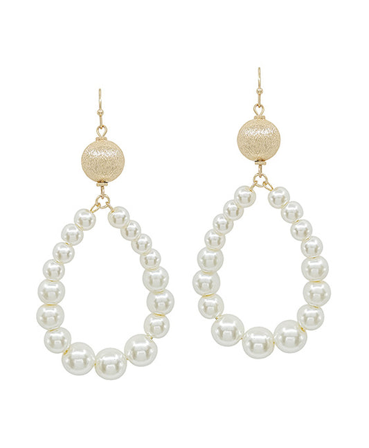 Satin Ball Accent Teardrop Pearl Earring