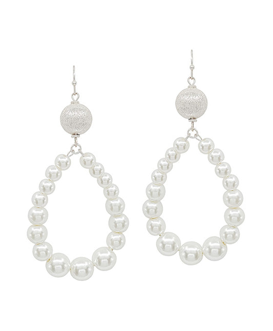 Satin Ball Accent Teardrop Pearl Earring
