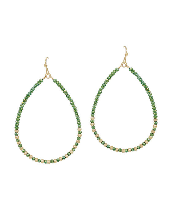 2mm Bead & CCB Accent Teardrop Earring