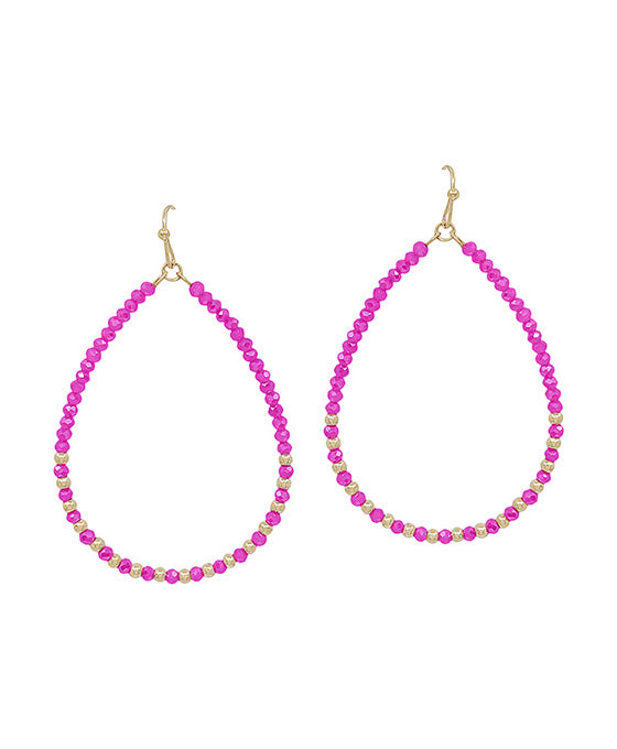 2mm Bead & CCB Accent Teardrop Earring