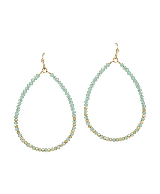 2mm Bead & CCB Accent Teardrop Earring