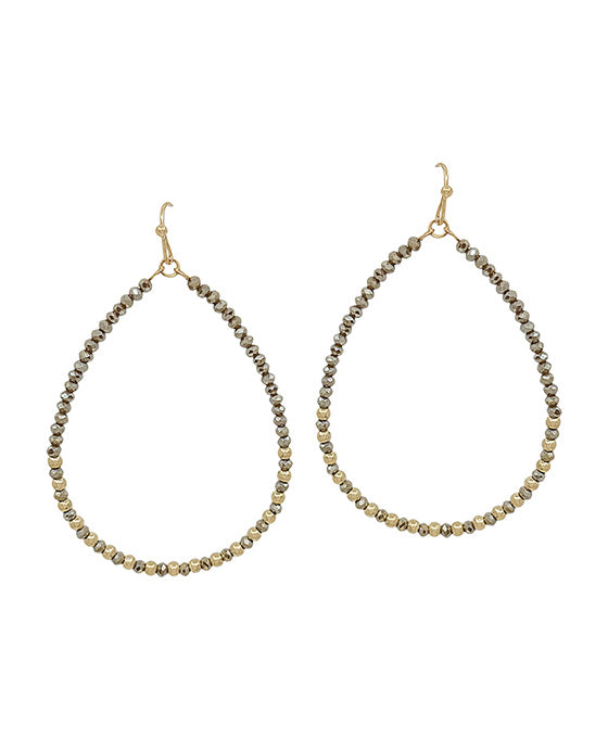 2mm Bead & CCB Accent Teardrop Earring