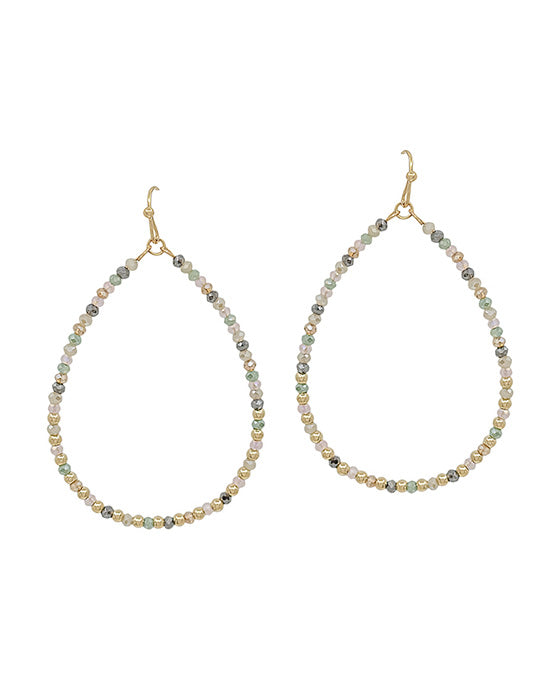 2mm Bead & CCB Accent Teardrop Earring