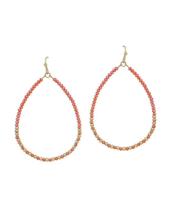 2mm Bead & CCB Accent Teardrop Earring