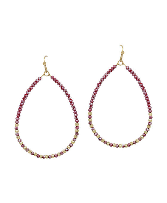 2mm Bead & CCB Accent Teardrop Earring
