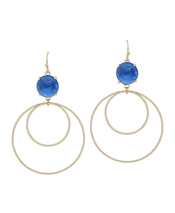 Crystal Accent Double Round Metal Drop Earring