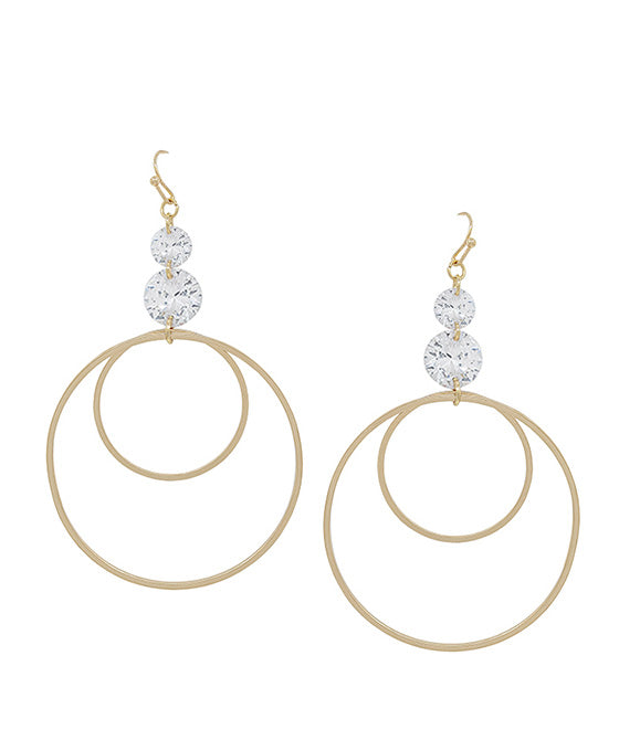 Double Crystal & Round Drop Earring
