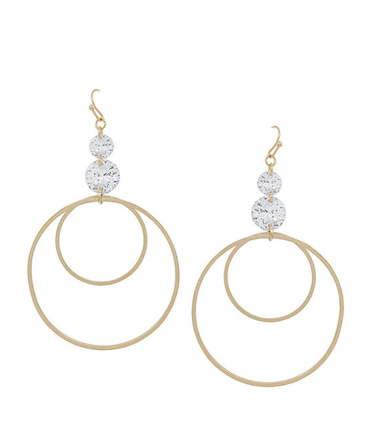 Double Crystal & Round Drop Earring