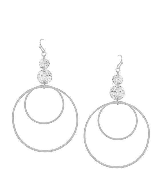 Double Crystal & Round Drop Earring