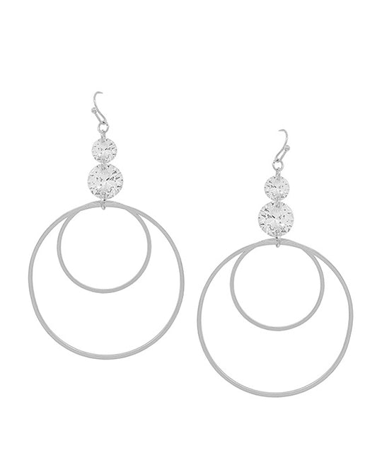Double Crystal & Round Drop Earring