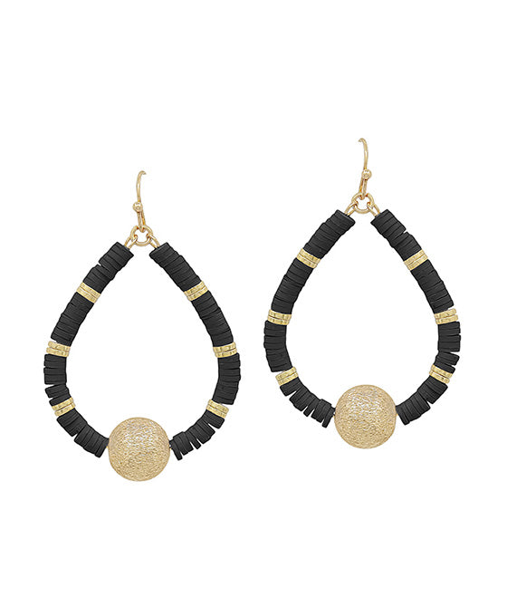 Rubber Beads w/ Satin Ball Teardrop Earring