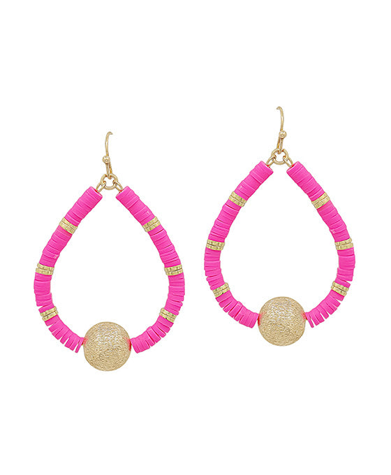 Rubber Beads w/ Satin Ball Teardrop Earring