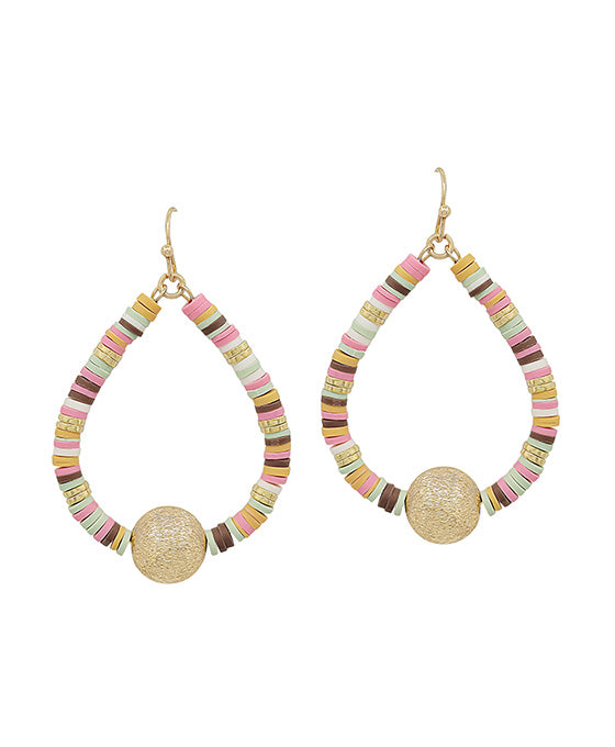 Rubber Beads w/ Satin Ball Teardrop Earring