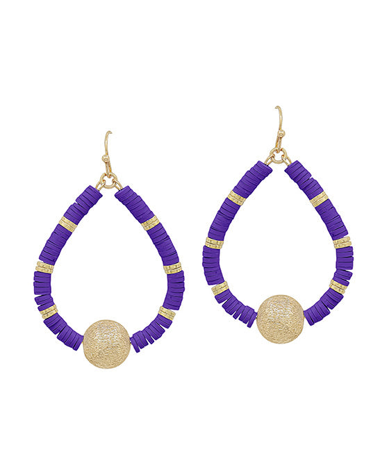 Rubber Beads w/ Satin Ball Teardrop Earring