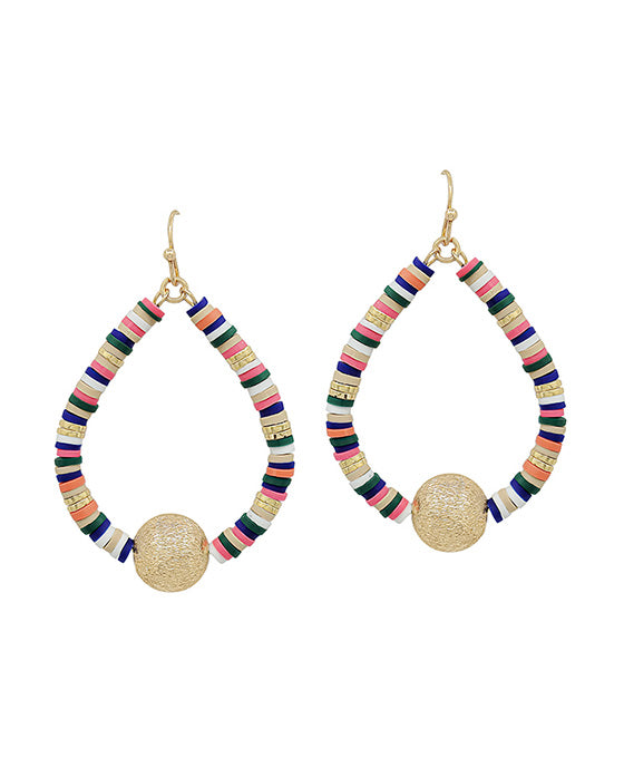 Rubber Beads w/ Satin Ball Teardrop Earring