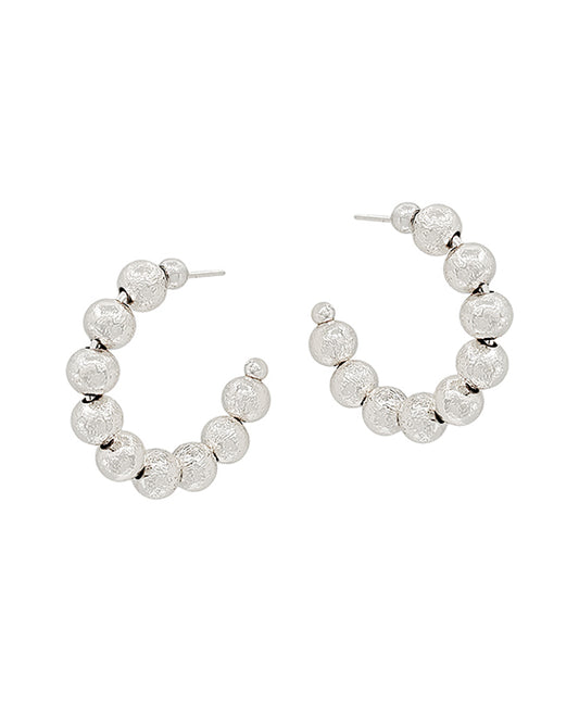 Satin Ball Hoop Earring