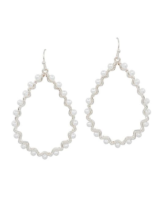 Zigzag Shape Teardrop Pearl Accent Earring
