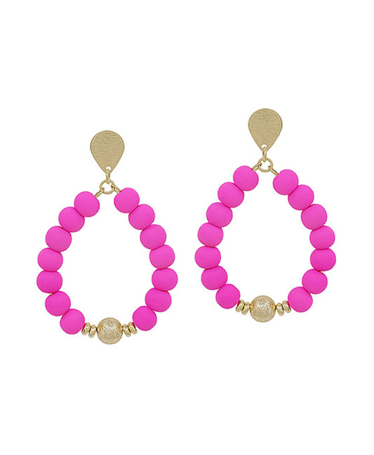 Double Teardrop Metal & Clay Post Earring