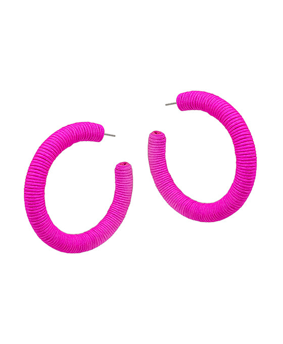2 Inches Thread Wrapping Round Hoop Earring