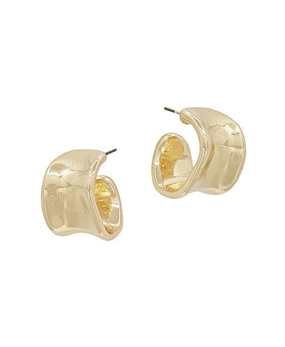 22mm Wide Curved-Out Hoop Post Earring