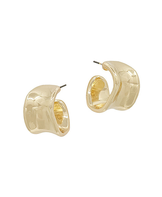 22mm Wide Curved-Out Hoop Post Earring