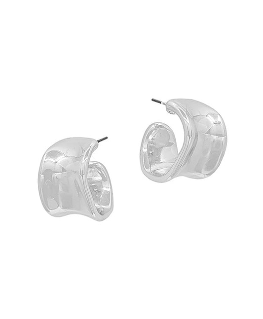 22mm Wide Curved-Out Hoop Post Earring