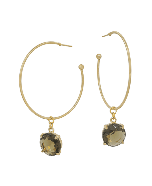 Round Crystal Drop Metal Hoop Earring