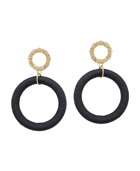 Texture Circle Post w/ Thread Drop Earring