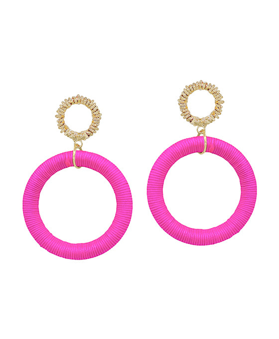 Texture Circle Post w/ Thread Drop Earring