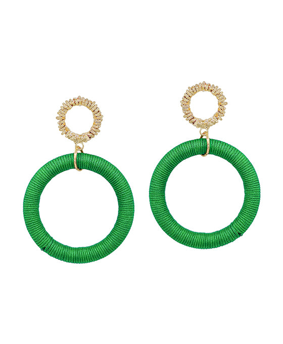 Texture Circle Post w/ Thread Drop Earring
