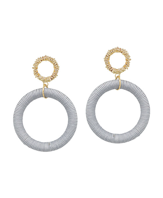 Texture Circle Post w/ Thread Drop Earring