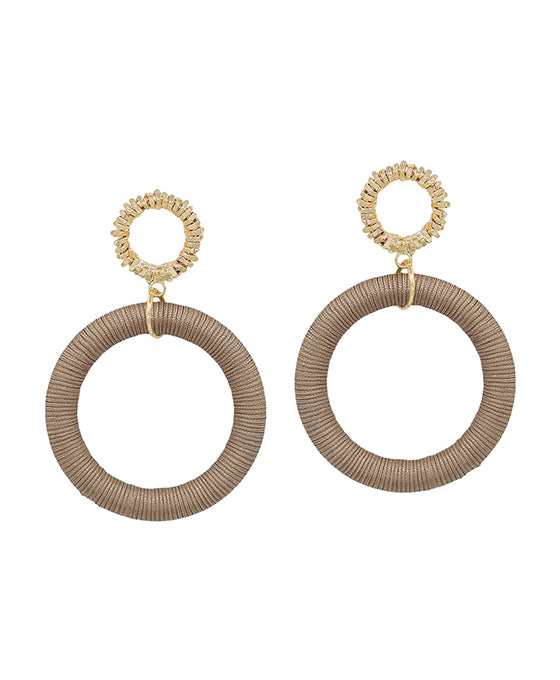 Texture Circle Post w/ Thread Drop Earring