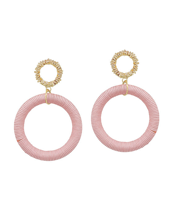 Texture Circle Post w/ Thread Drop Earring