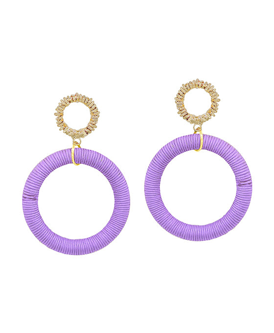 Texture Circle Post w/ Thread Drop Earring
