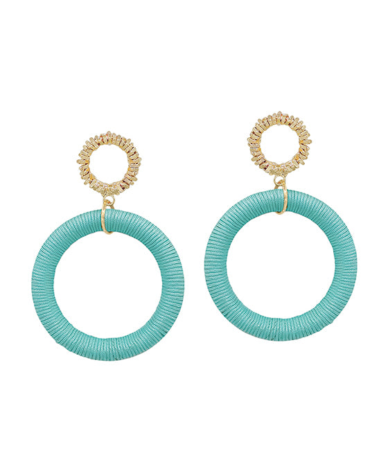 Texture Circle Post w/ Thread Drop Earring