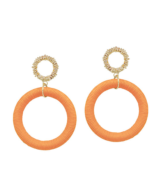 Texture Circle Post w/ Thread Drop Earring